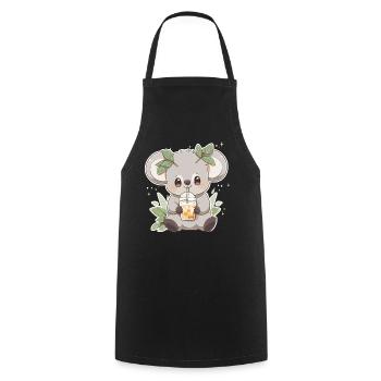 Kawaii Koala trinkt Boba Bubble Tea Chibi - Kochschürze - Schwarz - Vorne - AI Model Male 185 dark (185cm)