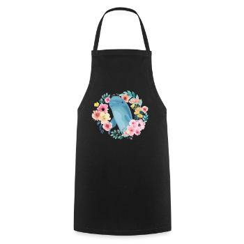 Dolphin Flower Floral - Cooking Apron - black - Front - AI Model Male 185 dark (185cm)