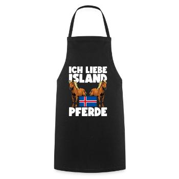 Islandpferd Island Pferde - Kochschürze - Schwarz - Vorne - AI Model Male 185 dark (185cm)