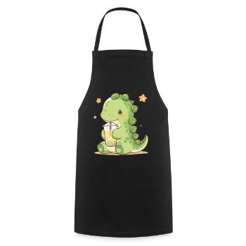 Kawaii Dinosaure Boissons Boba Bubble Tea Chibi - Tablier de cuisine - noir - Devant - AI Model Male 185 dark (185cm)