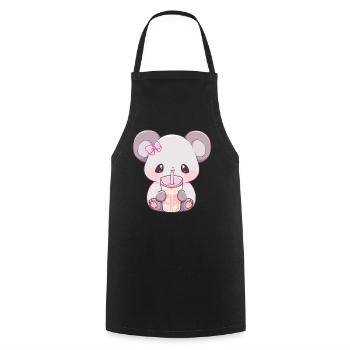 Kawaii Koala trinkt Boba Bubble Tea Chibi - Kochschürze - Schwarz - Vorne - AI Model Male 185 dark (185cm)