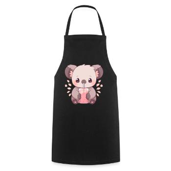 Kawaii Koala trinkt Boba Bubble Tea Chibi - Kochschürze - Schwarz - Vorne - AI Model Male 185 dark (185cm)