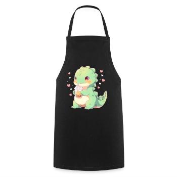 Kawaii Dinosaure Boissons Boba Bubble Tea Chibi - Tablier de cuisine - noir - Devant - AI Model Male 185 dark (185cm)