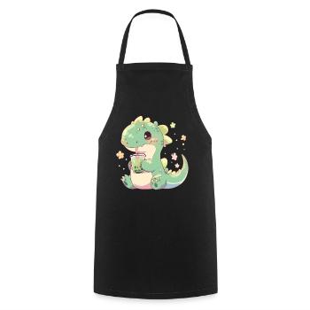 Kawaii Dinosaure Boissons Boba Bubble Tea Chibi - Tablier de cuisine - noir - Devant - AI Model Male 185 dark (185cm)