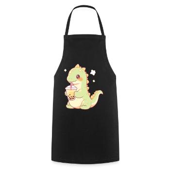 Kawaii Dinosaure Boissons Boba Bubble Tea Chibi - Tablier de cuisine - noir - Devant - AI Model Male 185 dark (185cm)