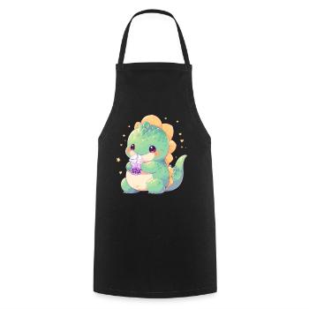 Kawaii Dinosaure Boissons Boba Bubble Tea Chibi - Tablier de cuisine - noir - Devant - AI Model Male 185 dark (185cm)