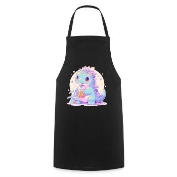 Kawaii Dinosaure Boissons Boba Bubble Tea Chibi - Tablier de cuisine - noir - Devant - AI Model Male 185 dark (185cm)