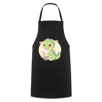 Kawaii Dinosaure Boissons Boba Bubble Tea Chibi - Tablier de cuisine - noir - Devant - AI Model Male 185 dark (185cm)