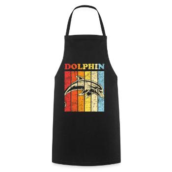 Dolphin Retro Vintage Dolphin - Kochschürze - Schwarz - Vorne - AI Model Male 185 dark (185cm)