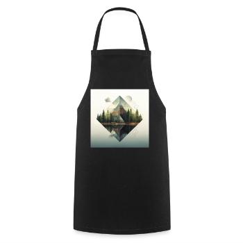 Forest Pyramid and Reflections - Cooking Apron - black - Front - AI Model Male 185 dark (185cm)
