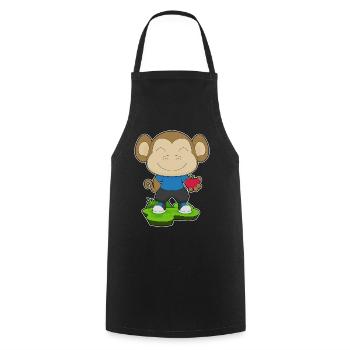 Affe Apfel  - Kochschürze - Schwarz - Vorne - AI Model Male 185 dark (185cm)