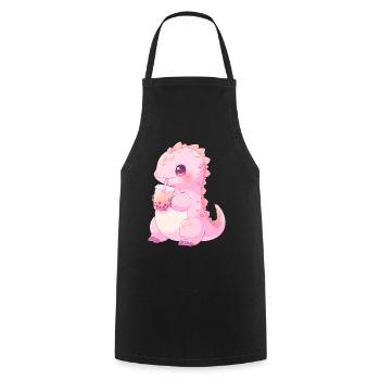 Kawaii Dinosaure Boissons Boba Bubble Tea Chibi - Tablier de cuisine - noir - Devant - AI Model Male 185 dark (185cm)