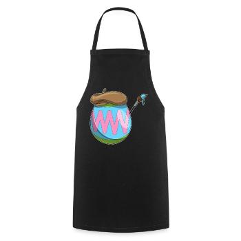 Œuf de Pâques Peinture de Pâques - Tablier de cuisine - noir - Devant - AI Model Male 185 dark (185cm)