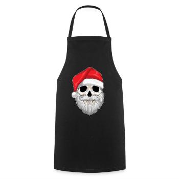 Weihnachtsmann Weihnachten Totenkopf  - Kochschürze - Schwarz - Vorne - AI Model Male 185 dark (185cm)