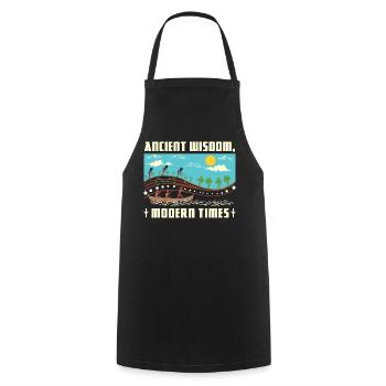 Ancient Wisdom, Modern Times - Cooking Apron - black - Front - AI Model Male 185 dark (185cm)