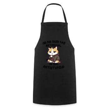 Chat Rebelle Hoodie Grinçant - Tablier de cuisine - noir - Devant - AI Model Male 185 dark (185cm)