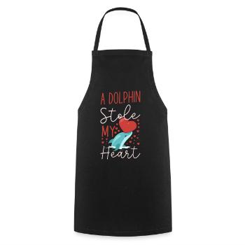 Dolphin Valentines Day A Dolphin - Cooking Apron - black - Front - AI Model Male 185 dark (185cm)