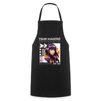 Heldin Neo-Cyber Anime DJ - Kochschürze - Schwarz - Vorne - AI Model Male 185 dark (185cm)