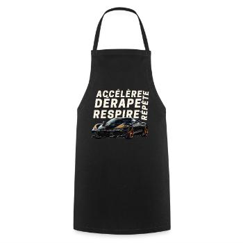 Voiture sport et lettres dynamiques - Tablier de cuisine - noir - Devant - AI Model Male 185 dark (185cm)