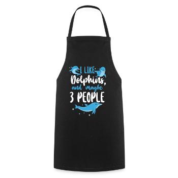 Dauphin J’aime les dauphins et peut-être - Tablier de cuisine - noir - Devant - AI Model Male 185 dark (185cm)