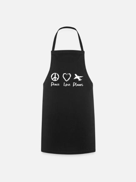 Peace Love Planes - Kochschürze - Schwarz