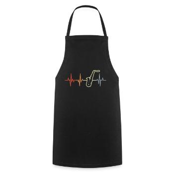 Saxophone Coeur Palpitations Vintage - Tablier de cuisine - noir - Devant - AI Model Male 185 dark (185cm)