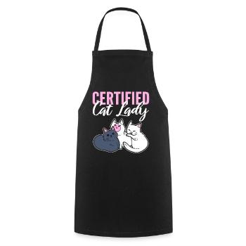 Certified Cat Lady Tieradoptionspezialist - Kochschürze - Schwarz - Vorne - AI Model Male 185 dark (185cm)