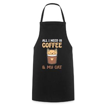 All I Need Is Coffee & My Cat Kaffeebarista - Kochschürze - Schwarz - Vorne - AI Model Male 185 dark (185cm)