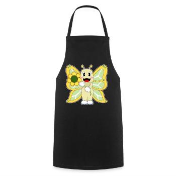 Butterfly Flower - Cooking Apron - black - Front - AI Model Male 185 dark (185cm)