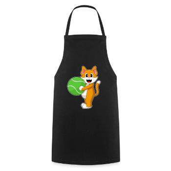 Cat Tennis Tennis Ball Sport - Cooking Apron - black - Front - AI Model Male 185 dark (185cm)
