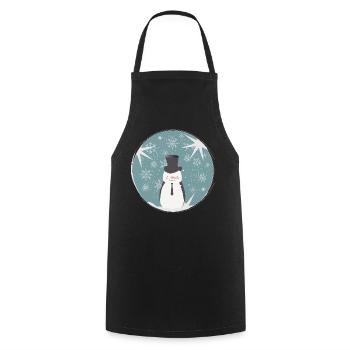 beau bonhomme de neige et étoiles pour Noël - Tablier de cuisine - noir - Devant - AI Model Male 185 dark (185cm)