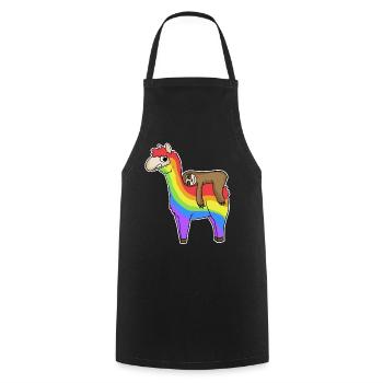 Alpaca Sloth Rainbow Christmas - Cooking Apron - black - Front - AI Model Male 185 dark (185cm)