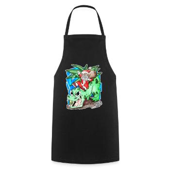 Père Noël sur Dino - Tablier de cuisine - noir - Devant - AI Model Male 185 dark (185cm)