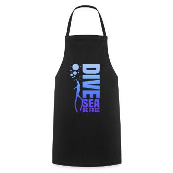Diving, Apnea Diving, Apnea No Limit Freediving - Cooking Apron - black - Front - AI Model Male 185 dark (185cm)