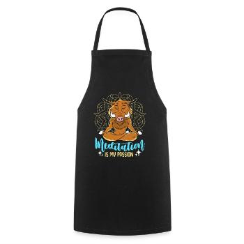 Meditation Is My Passion Loves Yoga Boar Lover - Cooking Apron - black - Front - AI Model Male 185 dark (185cm)