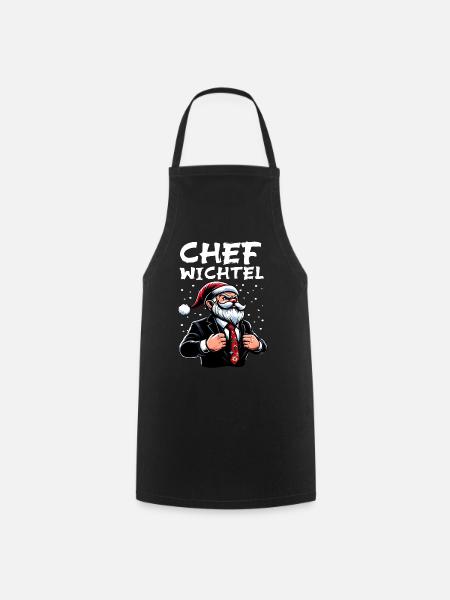 Chef Wichtel stylischer Weihnachts Gnome - Kochschürze - Schwarz