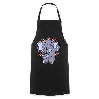 Famille d’éléphants - Éléphant avec bébé - Éléphant - Tablier de cuisine - noir - Devant - AI Model Male 185 dark (185cm)