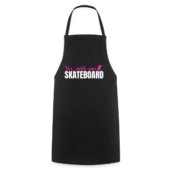Skateboarder Skateboarding Girl - Yes, Girls Can S - Cooking Apron - black - Front - AI Model Male 185 dark (185cm)