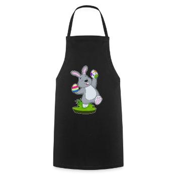 Oeufs de Pâques de Pâques lapin - Tablier de cuisine - noir - Devant - AI Model Male 185 dark (185cm)