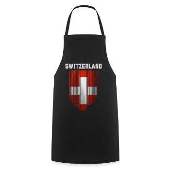 Flag of Switzerland, Swiss pride - Cooking Apron - black - Front - AI Model Male 185 dark (185cm)