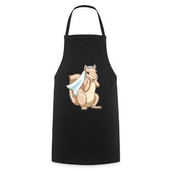 Squirrel Bridal Veil Wedding - Cooking Apron - black - Front - AI Model Male 185 dark (185cm)