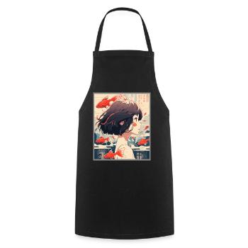 Vintage Japanisch Ästhetik Otaku Anime Girl - Kochschürze - Schwarz - Vorne - AI Model Male 185 dark (185cm)
