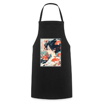 Vintage Japanisch Ästhetik Otaku Anime Girl - Kochschürze - Schwarz - Vorne - AI Model Male 185 dark (185cm)