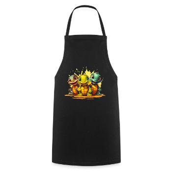 Escouade de bébés tortues - Tablier de cuisine - noir - Devant - AI Model Male 185 dark (185cm)