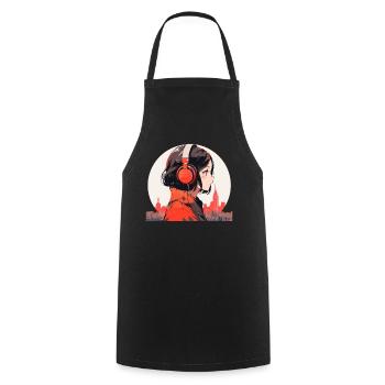 Vintage Japanisch Ästhetik Otaku Anime Girl - Kochschürze - Schwarz - Vorne - AI Model Male 185 dark (185cm)