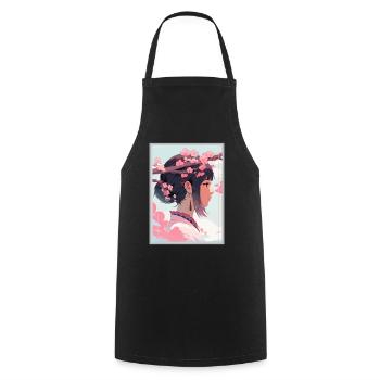 Vintage Japanisch Ästhetik Otaku Anime Girl - Kochschürze - Schwarz - Vorne - AI Model Male 185 dark (185cm)