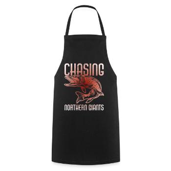 Pêche, pêcheur, pêcheur et pêche au brochet - Tablier de cuisine - noir - Devant - AI Model Male 185 dark (185cm)