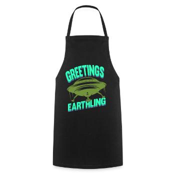 Alien, UFO, UAP, Space, Space Flying Object - Cooking Apron - black - Front - AI Model Male 185 dark (185cm)