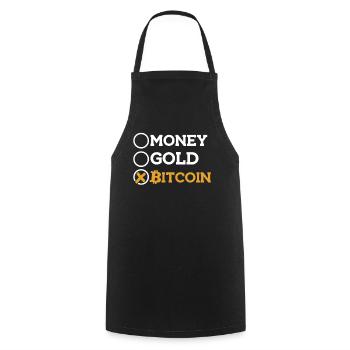 Argent Or Bitcoin Crypto-monnaie Blockchain - Tablier de cuisine - noir - Devant - AI Model Male 185 dark (185cm)