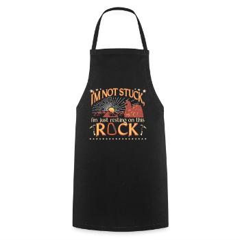 I'm not stuck, I'm just resting on this rock - Cooking Apron - black - Front - AI Model Male 185 dark (185cm)